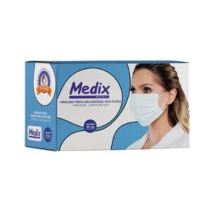 MÁSCARA TRIPLA COM FILTRO E ELÁSTICO AZUL C/50 - MEDIX